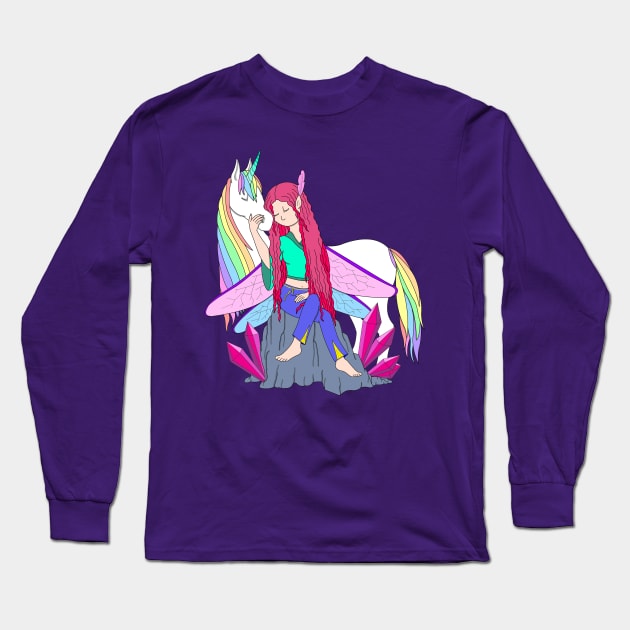 Amethyst Crystal Fairy Long Sleeve T-Shirt by MelanieJeyakkumar